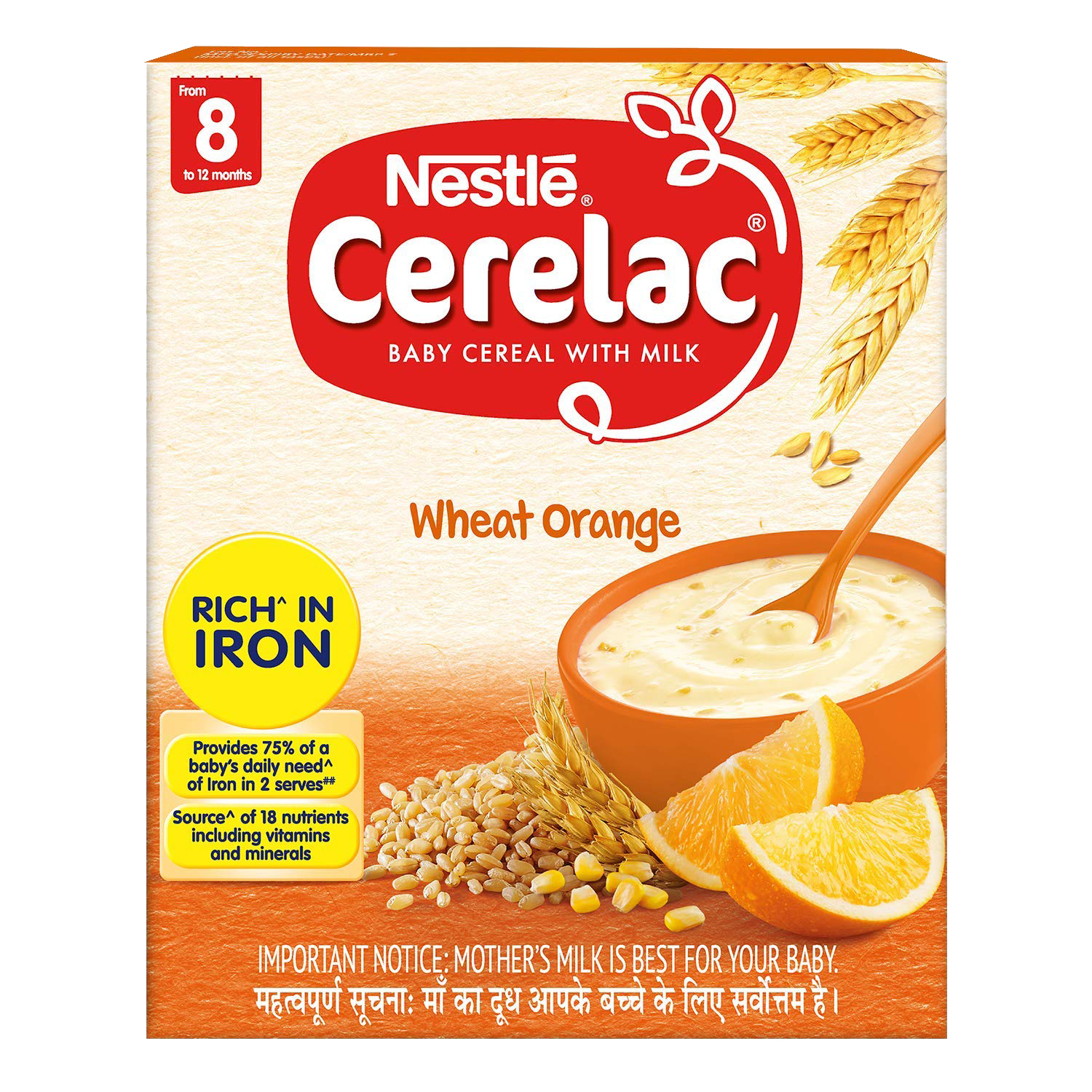 Nestle Cerelac Fortified Baby Cereal With Milk, Wheat Orange - From 8 Months, 300 g