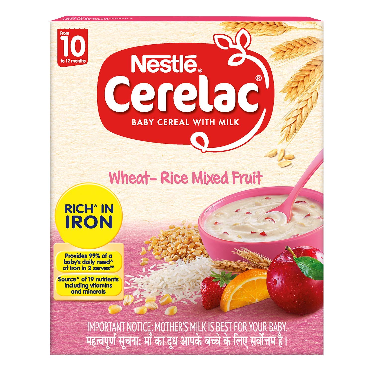 Nestlé CERELAC Fortified Baby Cereal with Milk, Wheat-Rice Mixed Fruit – From 10 Months, 300g